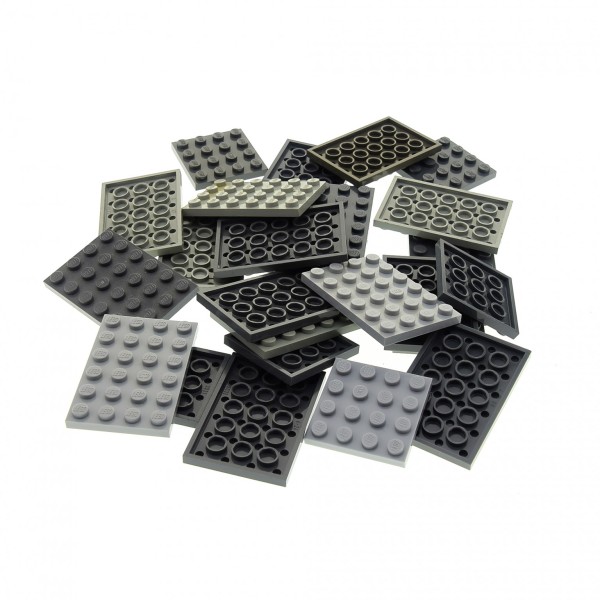 25 x Lego System City Platten Basic Bau Platte Farbe hell dunkel grau z.B. 4x4 4x6 Grösse klein gemischt für Star Wars Castle