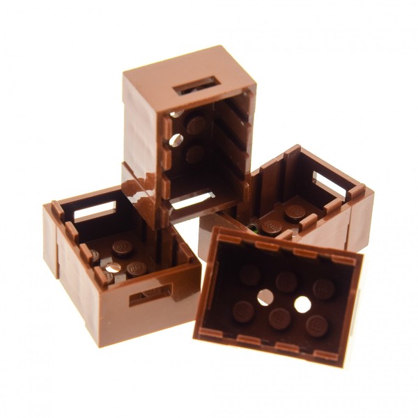 4x Lego Container Kiste 3x4x1 2/3 Griffe rot braun Box Kasten Truhe 4211185 30150