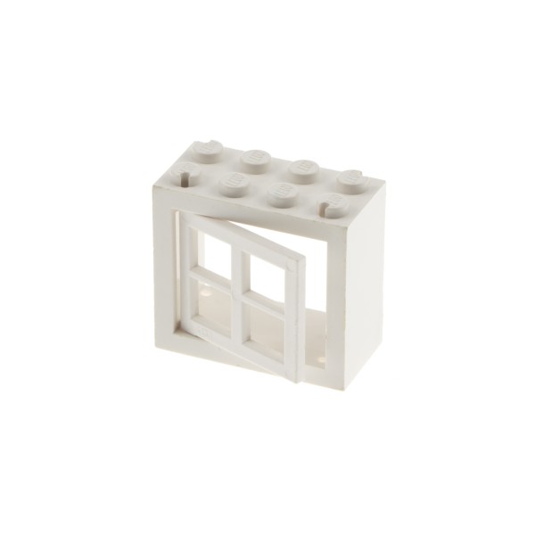 1x Lego Fenster Rahmen 2x4x3 weiß Scheibe Fensterkreuz weiß 10182 4133 4132c04