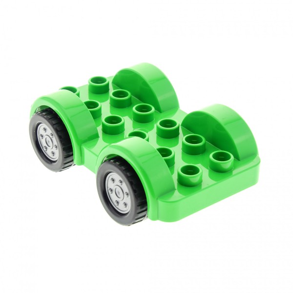 1x Lego Duplo Fahrzeug Chassis hell grün 2x6 Räder silber 6048909 11841c01