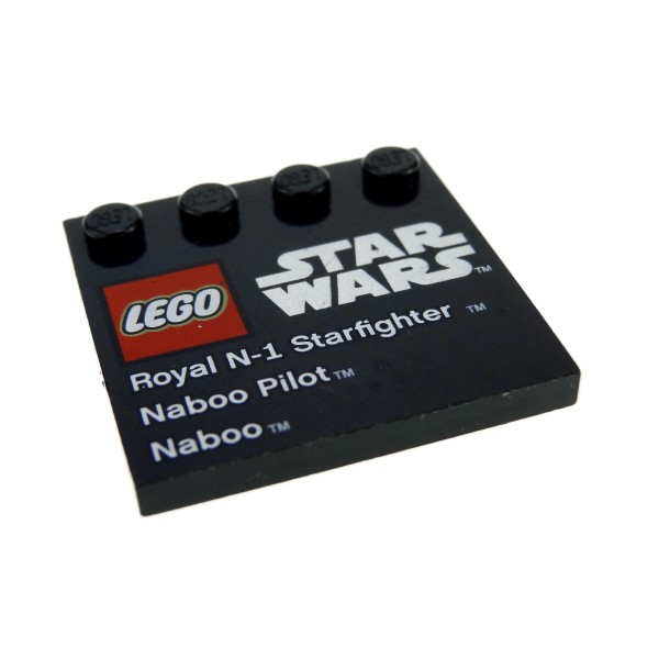 1x Lego Fliese modifiziert 4x4 schwarz bedruckt Star Wars Naboo 9674 6179pb039