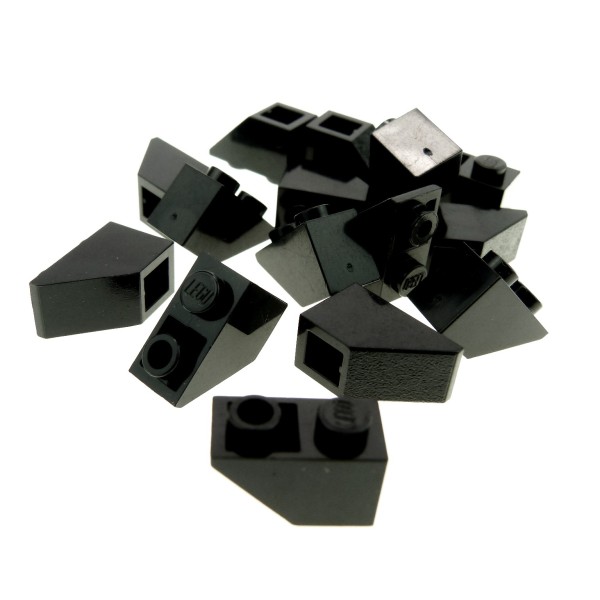 15x Lego Dachstein 45° 2x1 schwarz negativ 1x2 Dachziegel schräg 366526 3665