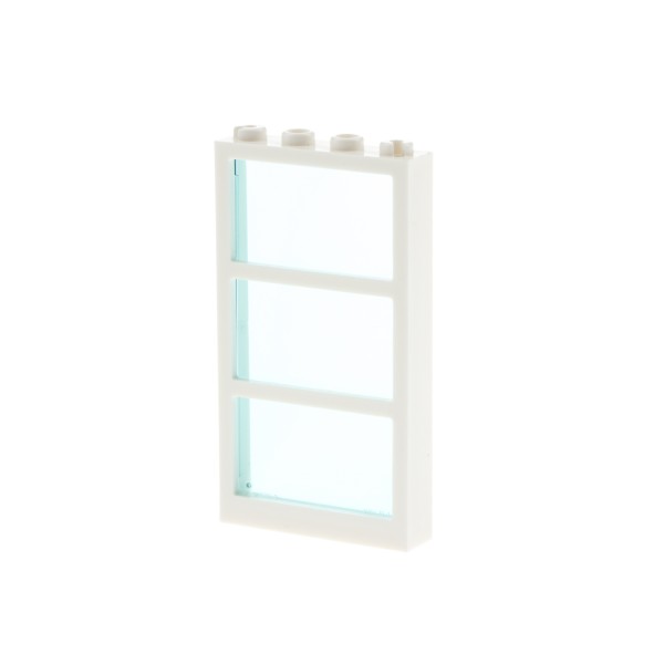 1x Lego Fenster Rahmen 1x4x6 weiß 3 Felder transparent hell blau 57894c01