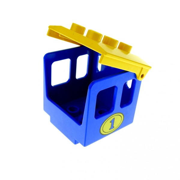 1 x Lego Duplo Aufsatz Zug blau gelb 3x3x3 Nr 1 (auf beiden Seiten) Kabine Führerhaus mit Dach Lok Eisenbahn Zahlen Schiebe Zug Set 2653 2701 9161 4543 4544pb01