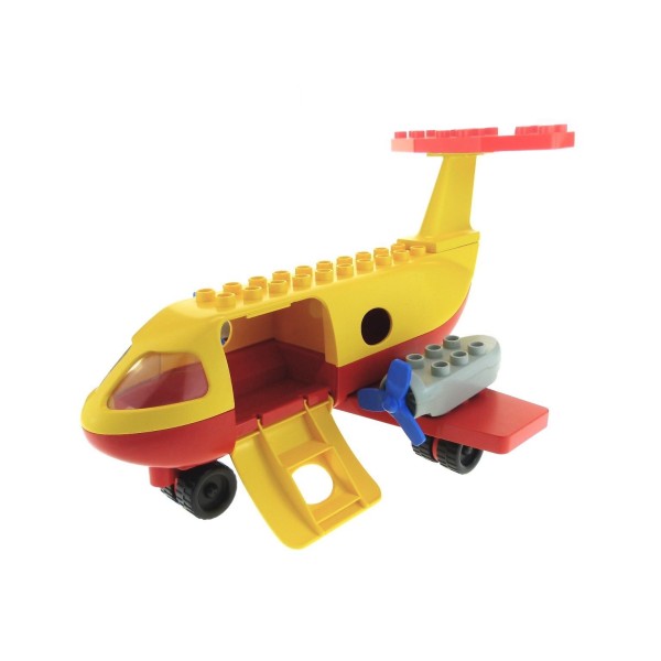 1x Lego Duplo Flugzeug groß B-Ware beschädigt rot gelb Jumbo Jet 2150c03