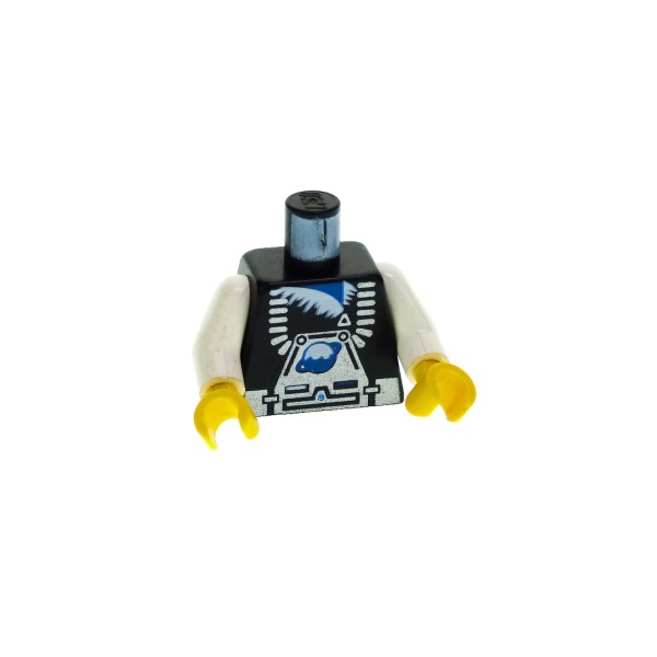 1 x Lego System Torso Oberkörper Figur Space Ice Planet 2002 schwarz silber Arme weiss Hände gelb 973p62