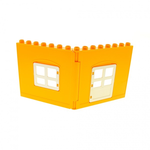 1x Lego Duplo Wand Element hell orange Fenster Tür weiß 2206 2205 51261 51260