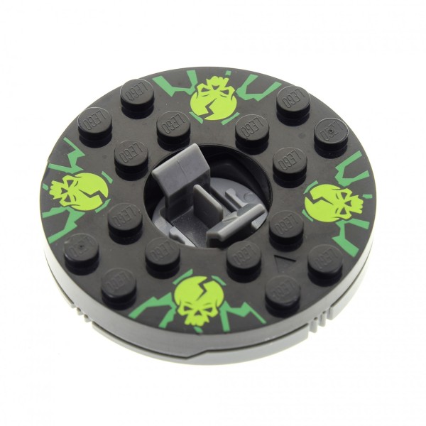 1 x Lego System Ninjago Spinner rund gewölbt 6x6 schwarz neu-dunkel grau Totenkopf lime grün Drehscheibe Kreisel mit Gleitstein Set 2114 4612294 bb493c02pb01