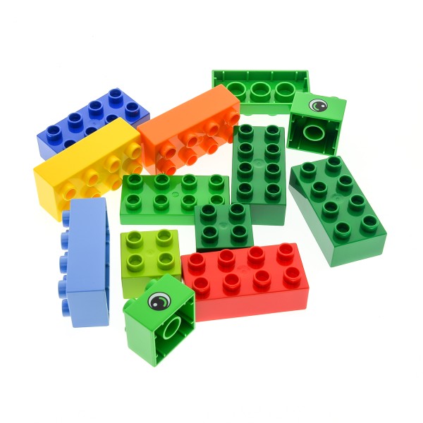 13x Lego Duplo Bau Steine 2x2 2x4 grün rot blau gelb orange 3011 31459 40666