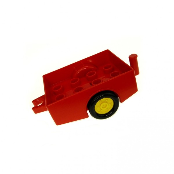 1x Lego Duplo Anhänger B-Ware abgenutzt rot klein kurz Auto Wagen Trailer 6505