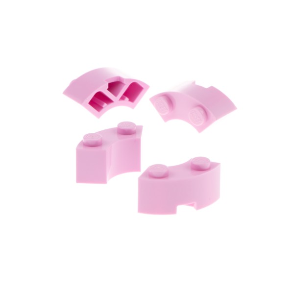4x Lego Brunnen Stein 2x2x1 hell rosa pink Makkaroni rund Ecke 3063b 85080
