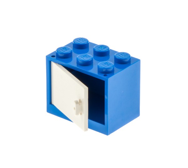1x Lego Schrank Gehäuse 2x3x2 blau Tür weiß Kiste Box Container 4533 4532a