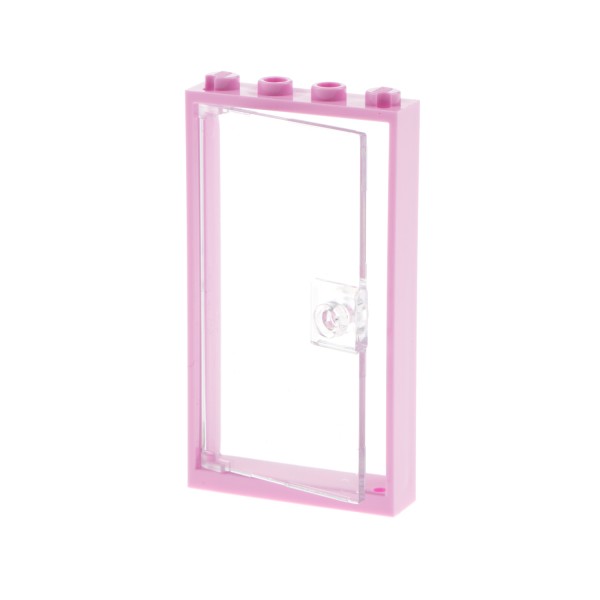 1x Lego Tür Rahmen 1x4x6 hell pink Türblatt Scheibe transparent weiß 60616 60596