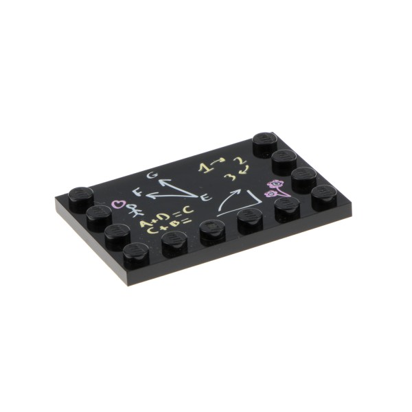 1x Lego Fliese modifiziert 4x6 schwarz bedruckt Tafel Friends 4653274 6180pb044