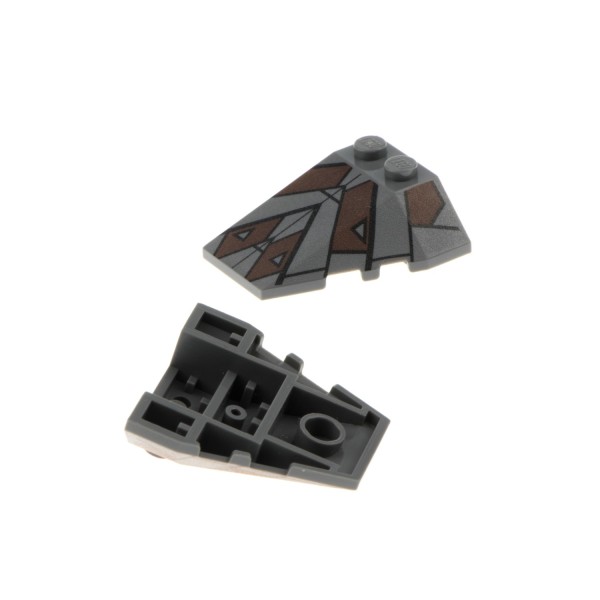 2x Lego Dach Stein 4x4x1 neu-dunkel grau bedruckt braun 4626689 48933pb009