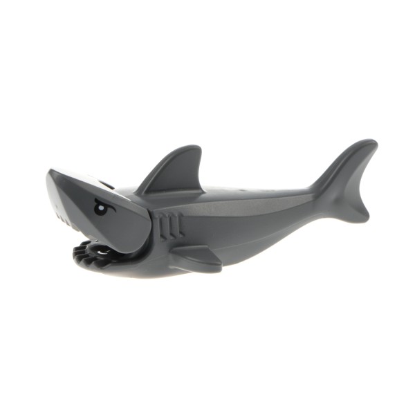 1x Lego Tier Hai Fisch neu-dunkel grau Kiemen Augen Pupille weiß 14518c01pb01