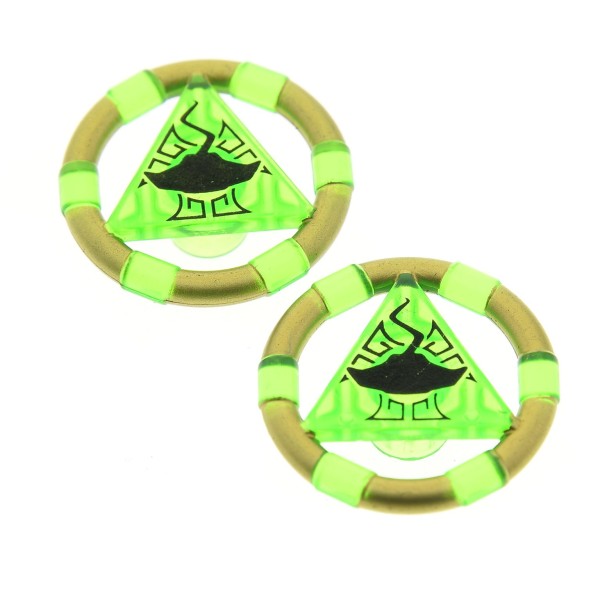 2 x Lego System Ring transparent grün gold Triangel Symbol Manta Rochen Atlantis Schatz Schlüssel 8078 8076 8075 8059 87748pb05