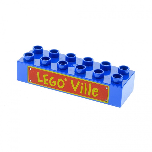 1x Lego Duplo Bau Stein 2x6 blau bedruckt LEGO Ville 3778 6022414 2300pb005