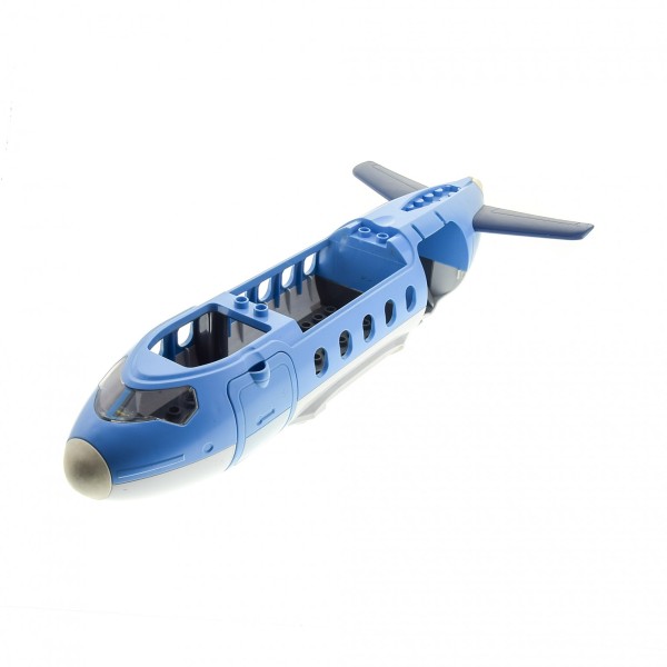1 x Lego Duplo Jumbo B-Ware abgenutzt Flieger Rumpf Jet groß medium hell blau weiss Passagier Flugzeug Set Airport 7840 52917c01