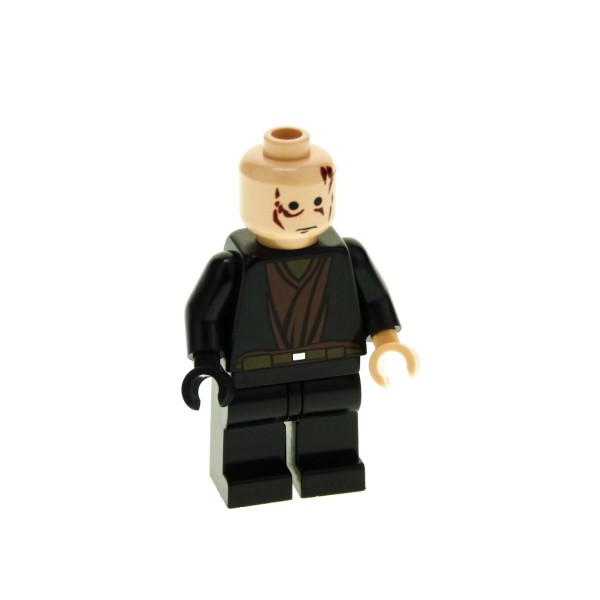1 x Lego System Figur Star Wars Episode 3 Anakin Skywalker Torso schwarz Laken Shirt braun Gesicht rote Narben rechte Hand schwarz sw139