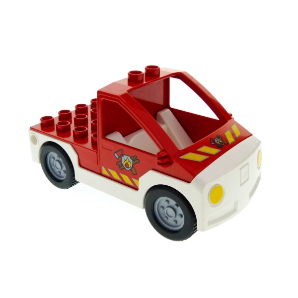 1x Lego Duplo Fahrzeug Auto Feuerwehr Pickup rot weiß Wagen 6168 47438c04pb01