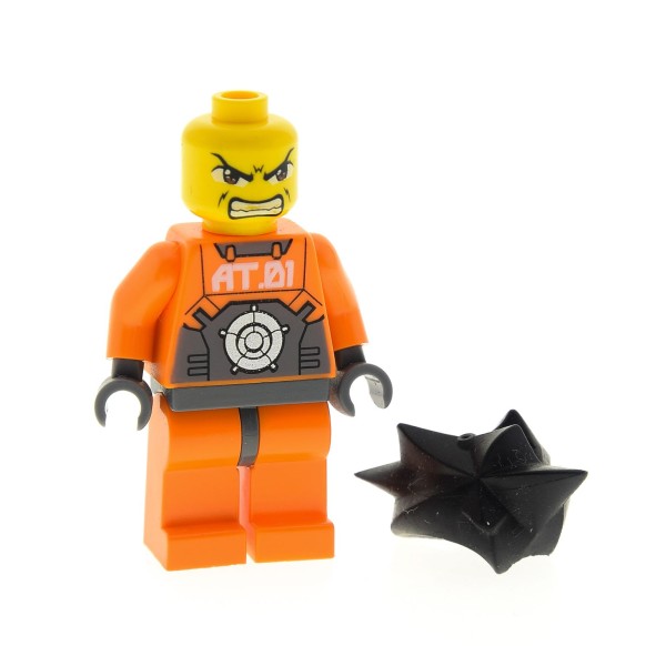 1 x Lego System Figur Exo-Force Gate Guard Torso orange doppel Kopf Haare schwarz 7705 7706 973pb0407c01 exf002