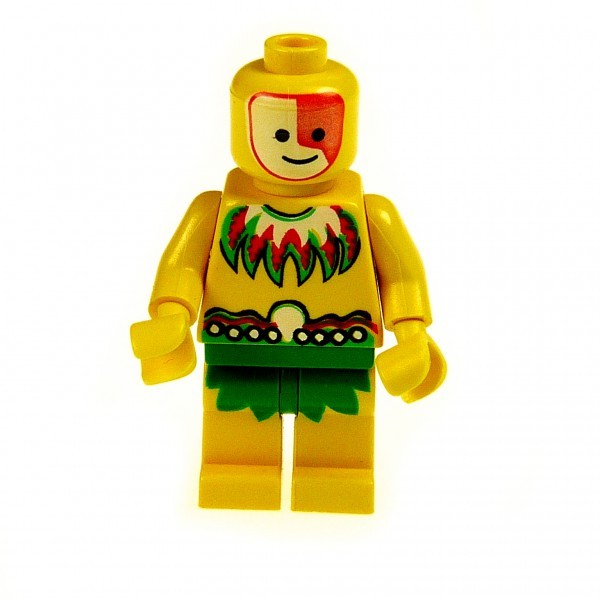 1 x Lego System Figur Insulaner grün gelb Insel Bewohner Piraten Eingeborener Set 1733 6246 6236 6256 