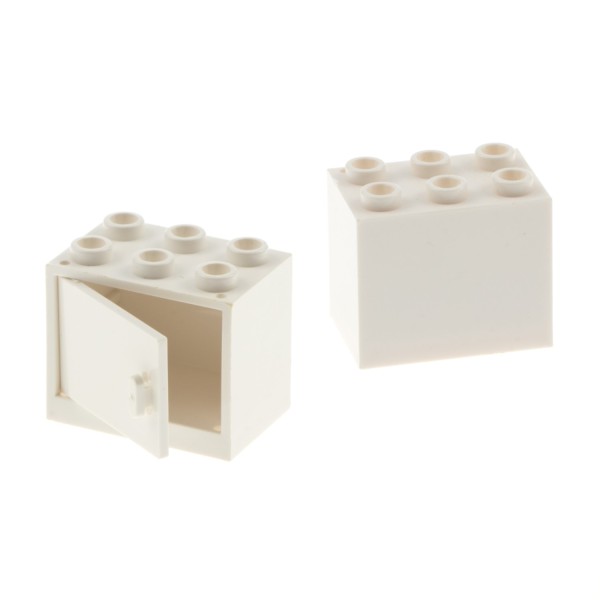 2x Lego Schrank weiß 2x3x2 Noppen leer Tür Kiste Box Container 4533 4532b