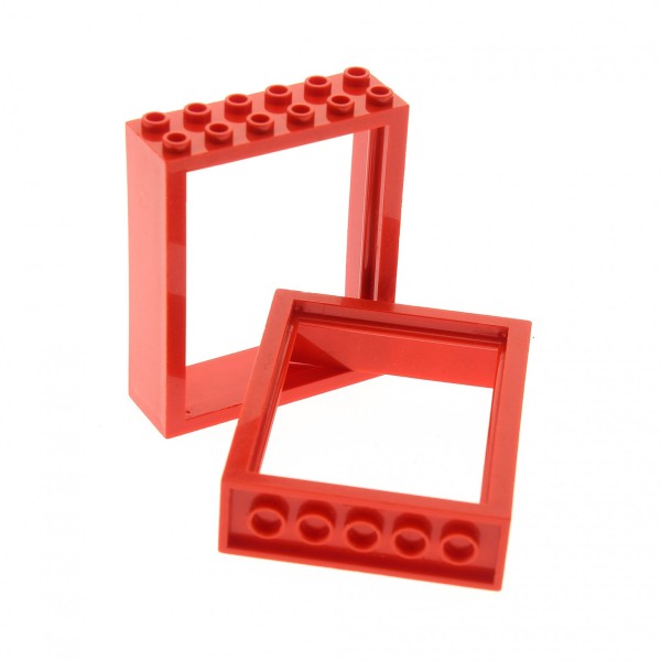 2x Lego Tür Rahmen rot 2x6x6 Freestyle Door Frame Haustür Set 9302 623521 6235