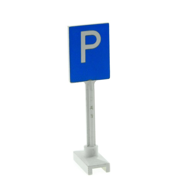 1x Lego Verkehrs Straßen Schild Rechteck weiß blau Parken P Parkplatz 675px1
