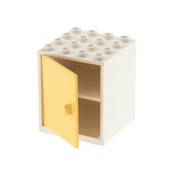 1x Lego Schrank weiß 4x4x4 mit Tür gelb Puppenhaus Homemaker 837 838