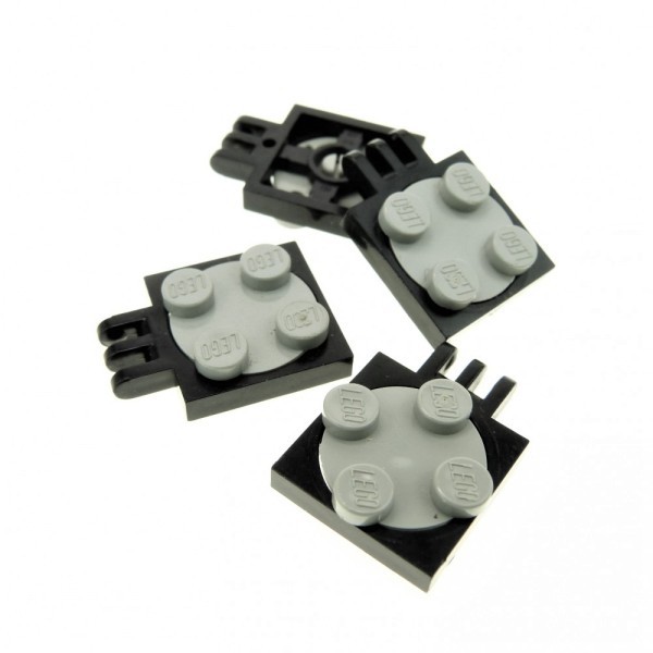4x Lego Drehscheibe Platte schwarz Dreh Teller alt-hell grau Scharnier 251c01
