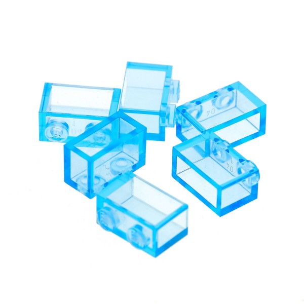 6 x Lego System Glas Bau Stein transparent medium hell blau 1x2 Baustein Basic Glasstein Set 5961 5843 4748 4143489 35743 3065