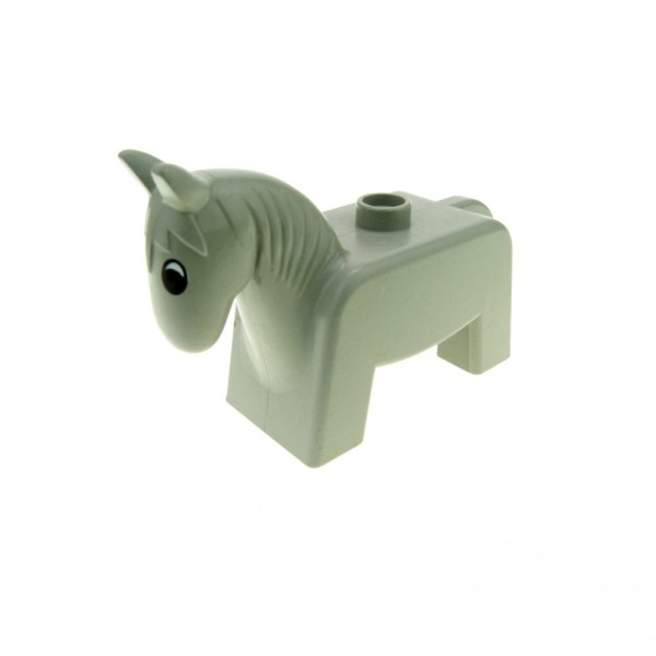 1x Lego Duplo Tier Pferd alt-hell grau Stute Hengst Esel Muli Pony Zoo 4009pb02