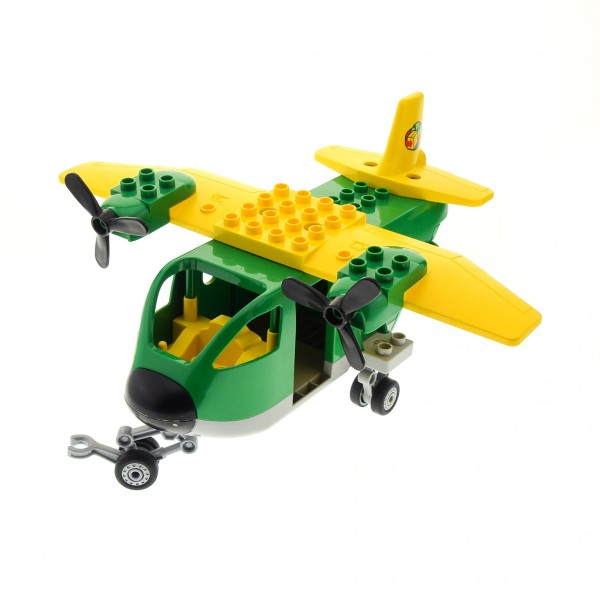 1x Lego Duplo Flugzeug groß grün gelb Frachtflugzeug Cargo 5594 62672c01
