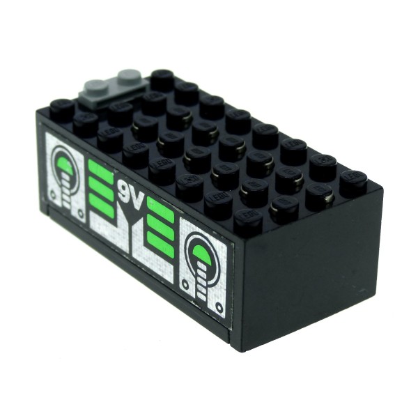 1x Lego Elektrik Batteriekasten ohne Steg 9V schwarz silber Monorail 4760c01pb06