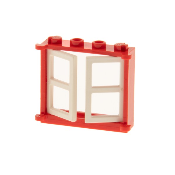 1x Lego Fenster Rahmen 1x4x3 rot Doppel Scheibe weiß Haus 385321 3854 3853