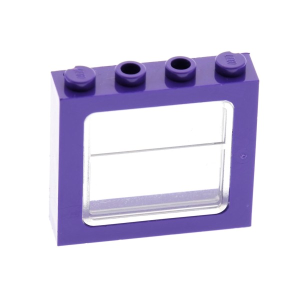 1x Lego Fenster Rahmen 1x4x3 violette Zug Scheibe transparent weiß 4034 6556