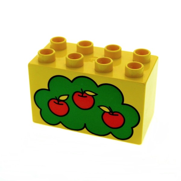 1x Lego Duplo Motiv Stein gelb 2x4x2 bedruckt 3 Äpfel Baum Früchte 31111pb002