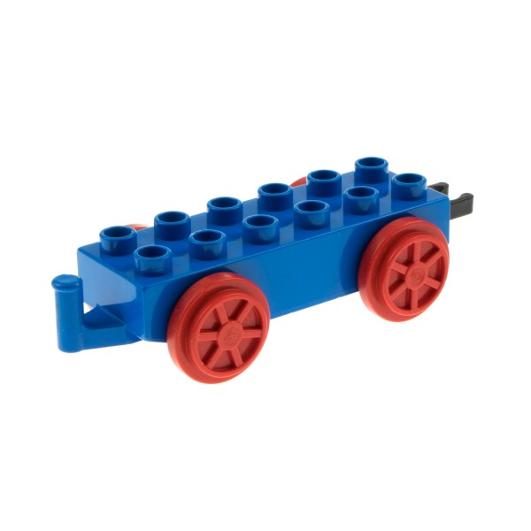 1x Lego Duplo Schiebe Lok Anhänger 2x6 blau rot Haken schwarz Eisenbahn 4559c01