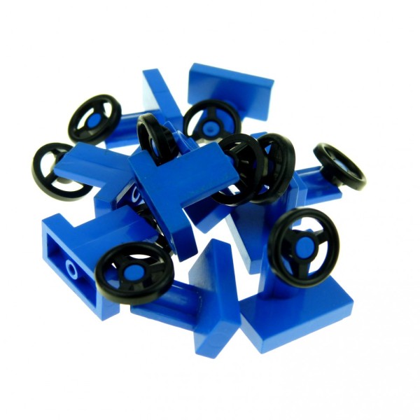 10x Lego Lenkrad 1x2 blau Steuerrad schwarz Lenker Steuer klein Auto 3829c01