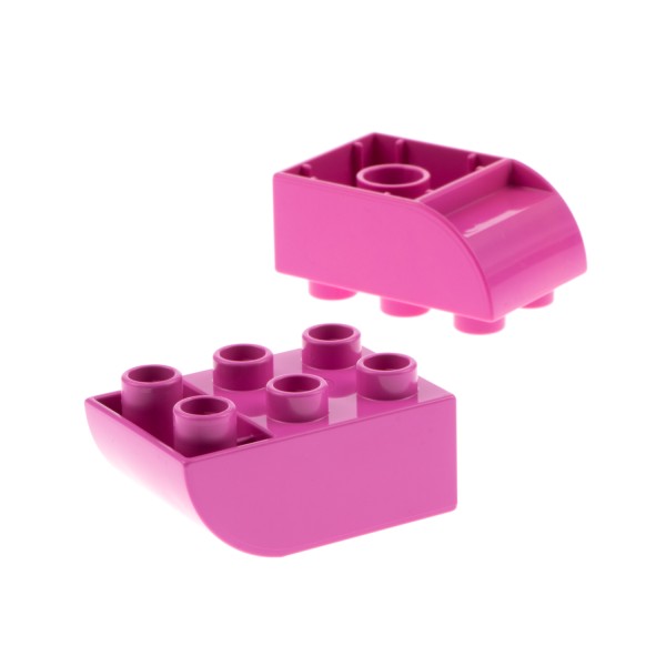 2x Lego Duplo Dach Bau Stein 2x3 negativ dunkel pink schräg abgerundet 98252