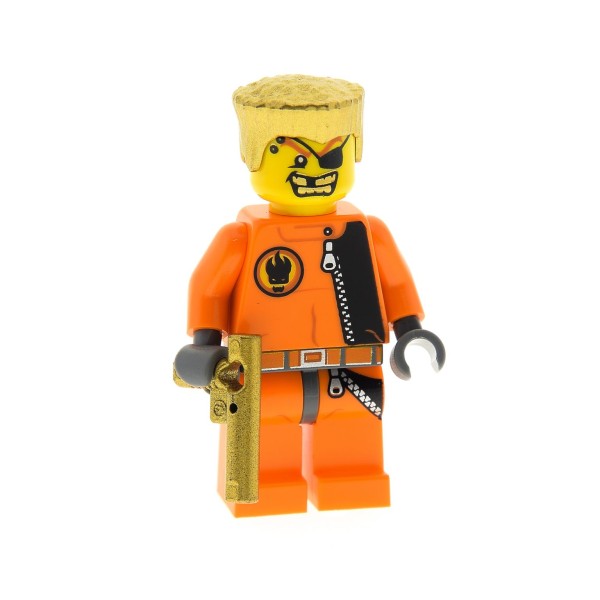 1 x Lego System Figur Mann Agents Gold Tooth Gold Zahn Torso orange Augen Klappe Logo Haare Waffe gold 8967 8630 60849 973pb0486c01 agt007