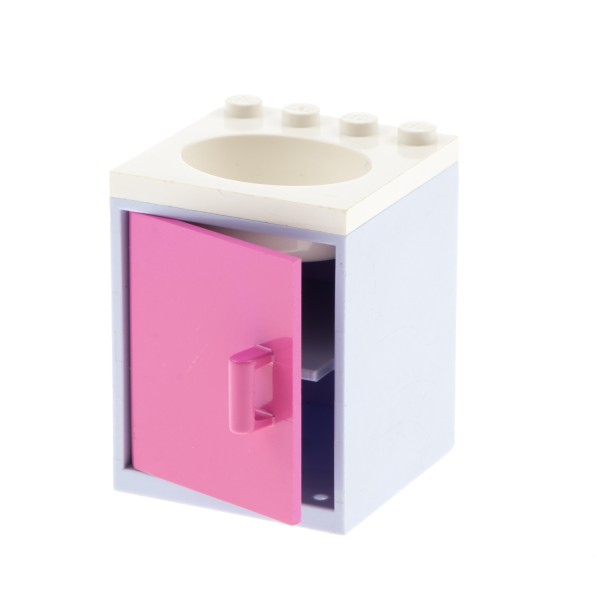 1x Lego Belville Schrank 4x4x4 hell violette Tür d. pink Spüle 6196 6195 6197