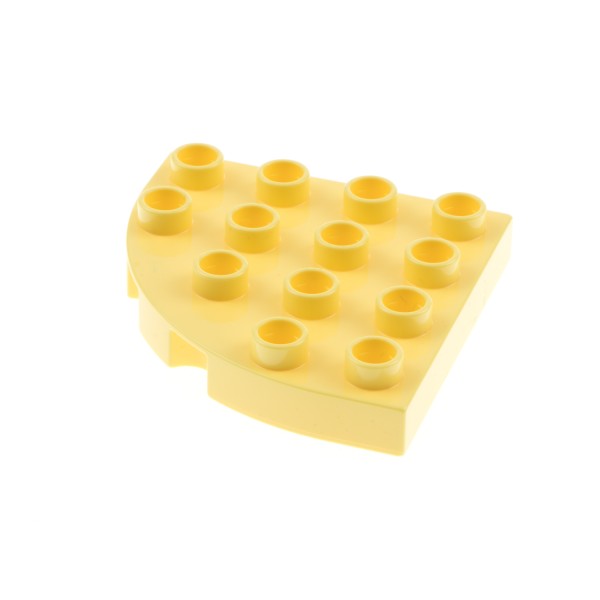 1x Lego Duplo Bau Platte 4x4 hell gelb rund Ecke Viertelkreis 6018597 98218