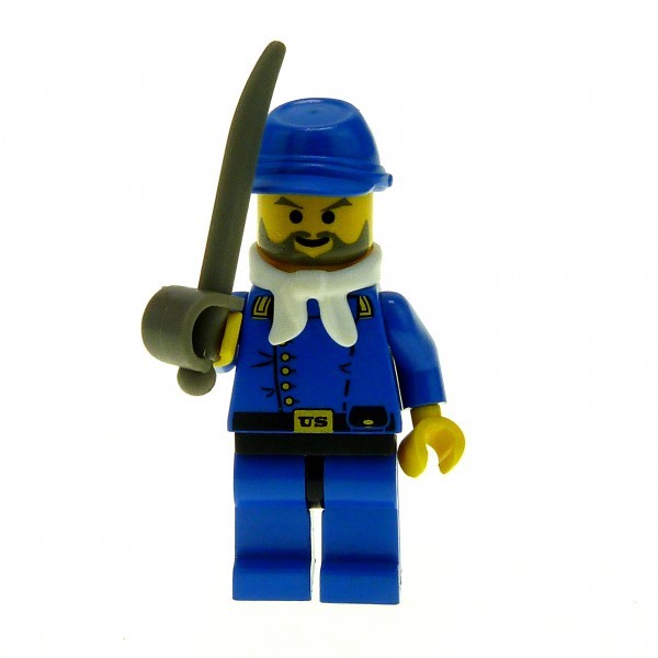 1 x Lego System Figur Kavallerie Leutnant Soldat blau mit Säbel Wild West Western ww004*