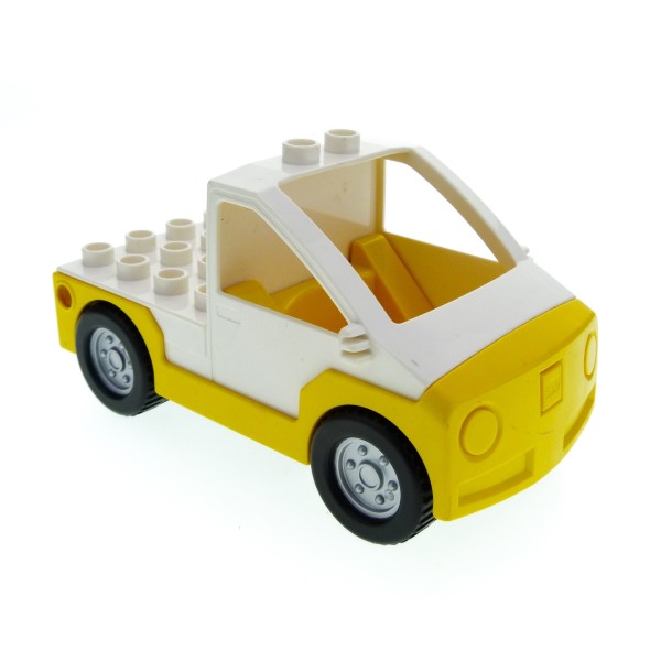 1x Lego Duplo Fahrzeug Auto weiß gelb Pickup Last Wagen Set 7840 47438c02pb01
