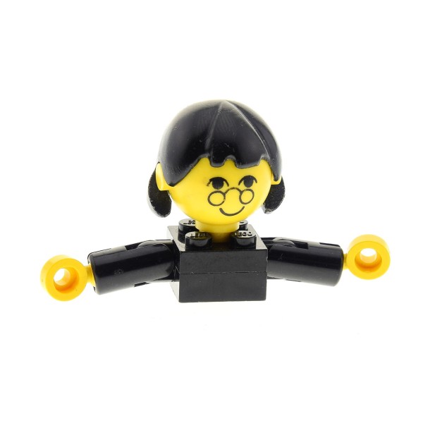 1 x Lego System Homemaker Großkopf Figur Frau Mutter Oma Lehrerin Kind Mädchen Torso schwarz Gesicht mit Brille Arme kurz Haare lang ohne extra Halterung x196 685px2c01