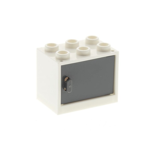 1x Lego Schrank 2x3x2 weiß Tür neu-dunkel grau Kiste Noppen leer 4533 92410 4532