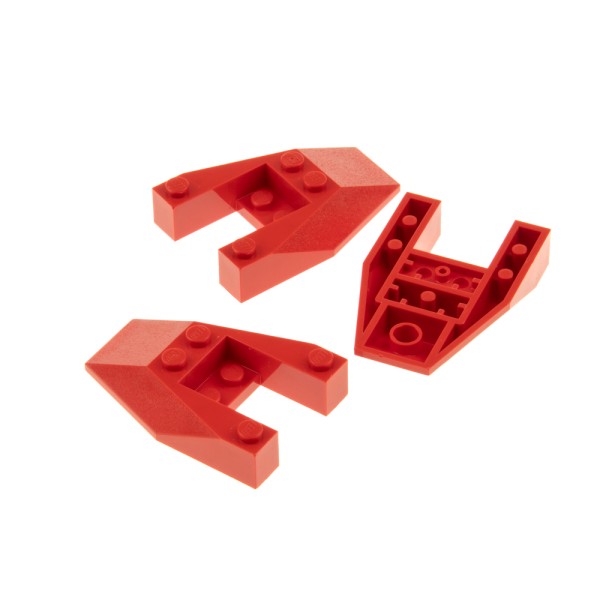 3x Lego Keil Stein 6x4x1 rot Ausschnitt Schrägstein Front Set 1353 8443 6153a